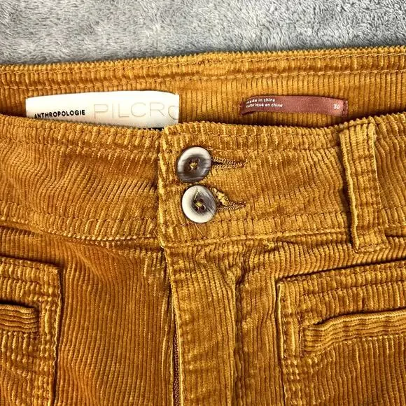 Pilcro Anthropologie Pants Womens 30 Bootcut Corduroy Trousers Burnt Orange - Picture 3 of 10